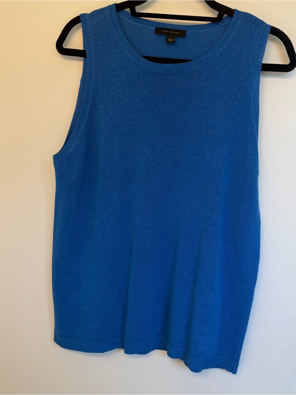 Ann Taylor Knit Scoop Neck Tank - Royal Blue